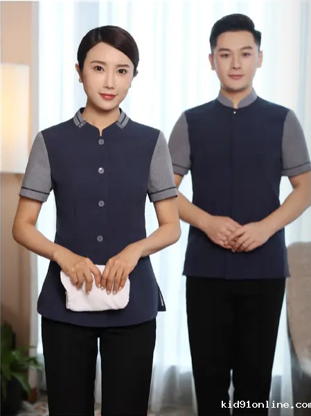 保洁服定制 舒适保洁服男女士夏季 深灰色短袖保洁服