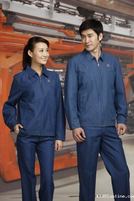 工服定制 耐磨工作服男女士 深蓝色长袖工作服